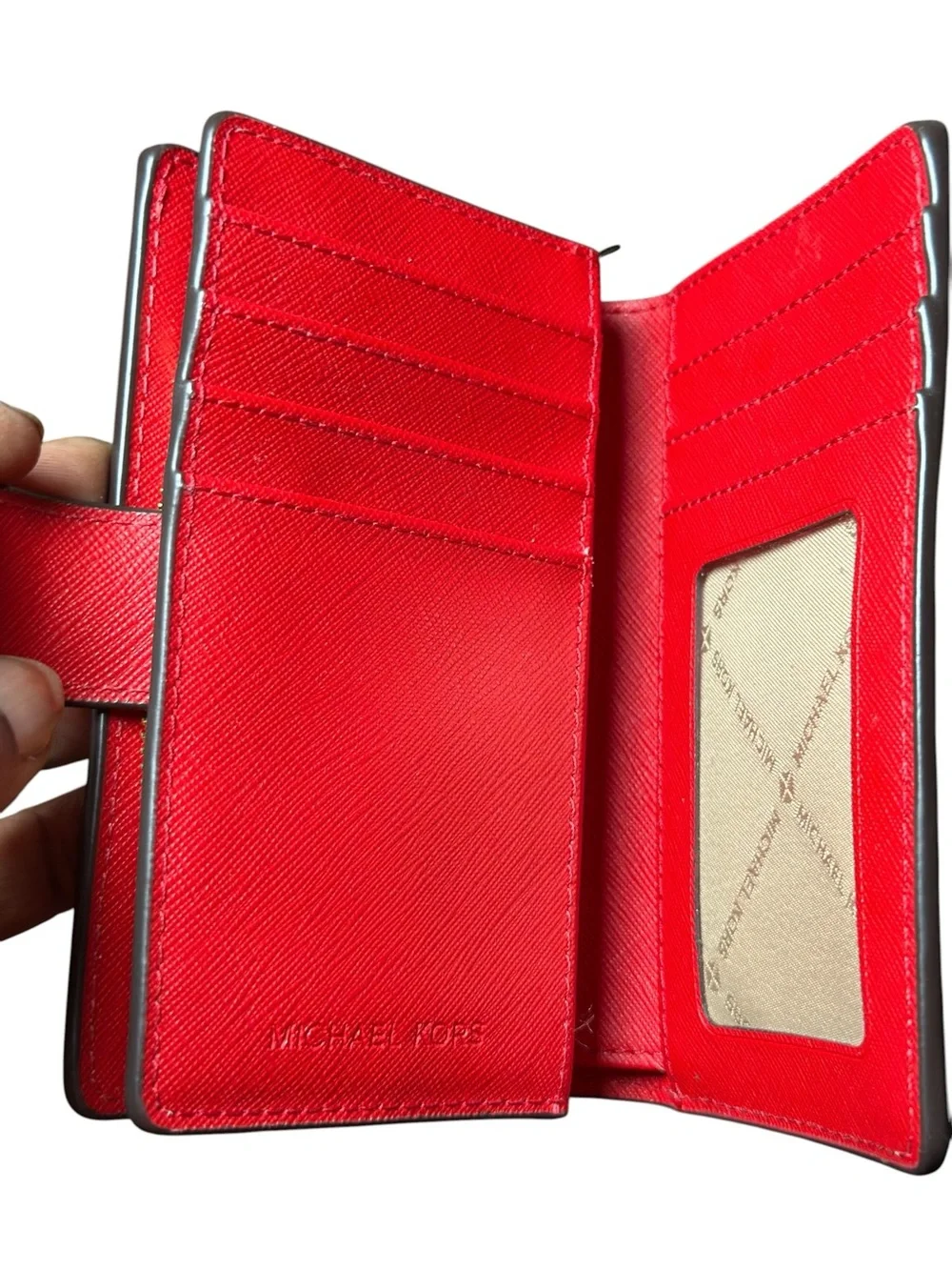 Michael Kors Red Leather Shoulder Bag Bucket Tote Set & Matching Wallet